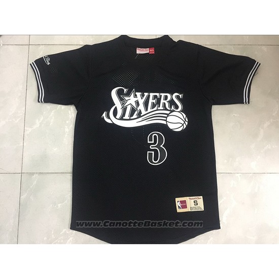 Maglia Manga Corta Philadelphia 76ers Allen Iverson #3 Nero